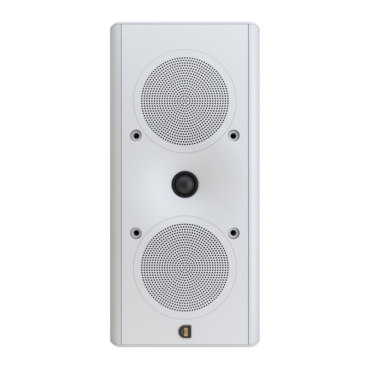 Perlisten X3w On-Wall Speaker, Satin White, front view in vertical orientation