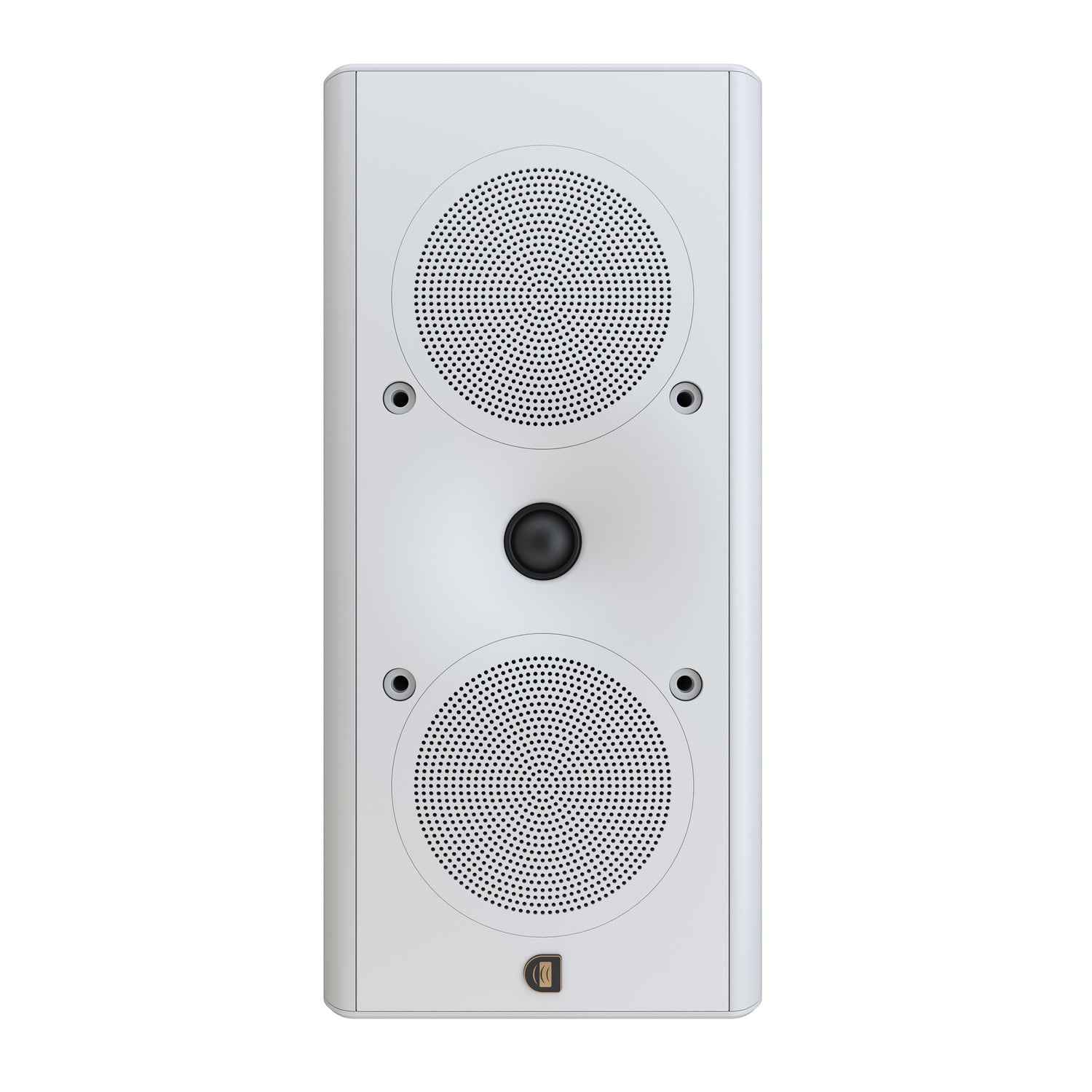 Perlisten X3w On-Wall Speaker, Satin White, front view in vertical orientation
