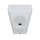 Perlisten X3w On-Wall Speaker, Satin White, three-quarter view from above in vertical orientation