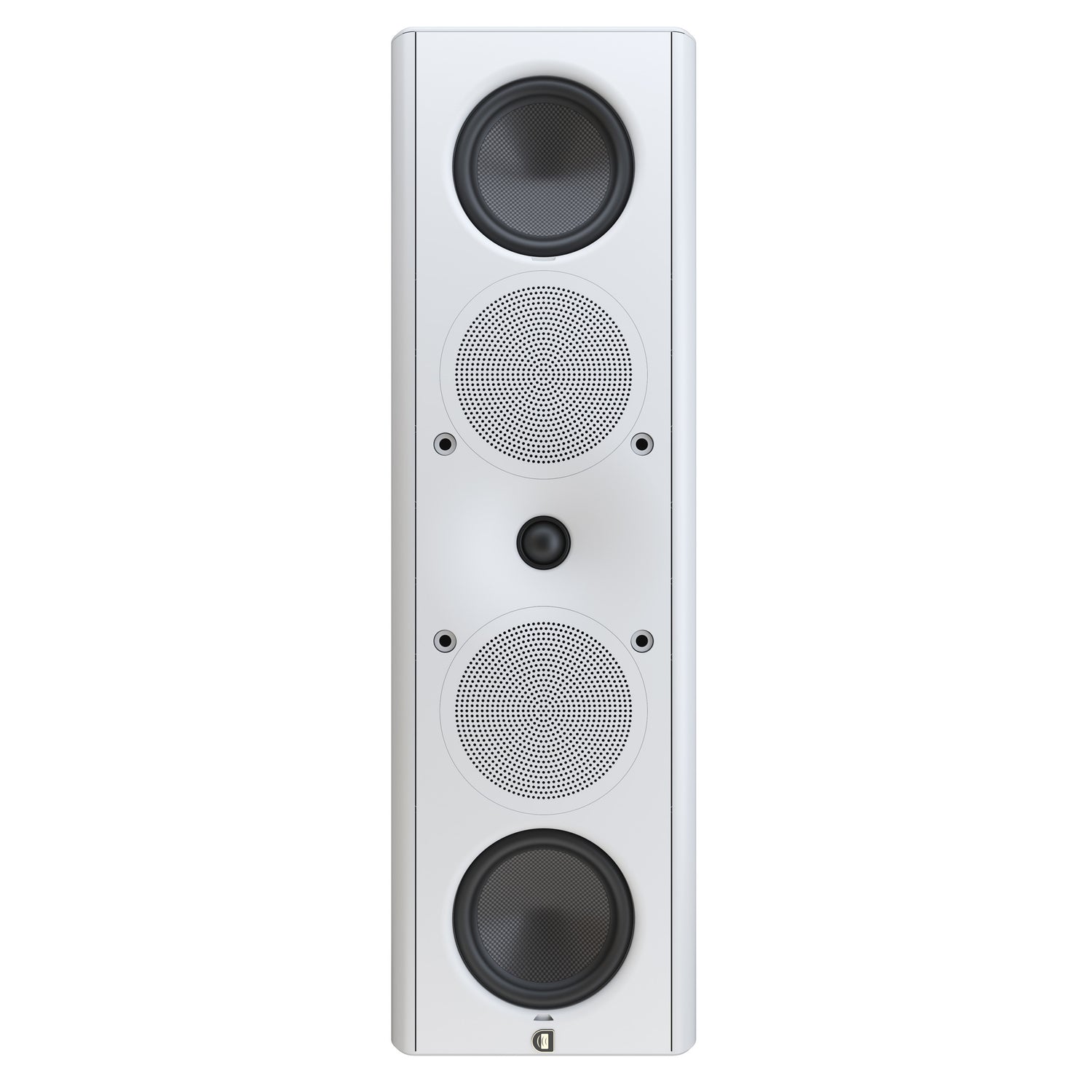 Perlisten X5w On-Wall Speaker, Satin White, front view in vertical orientation