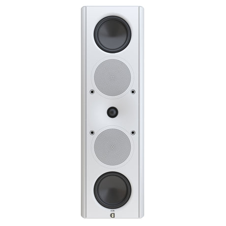 Perlisten X5w On-Wall Speaker, Satin White, front view in vertical orientation