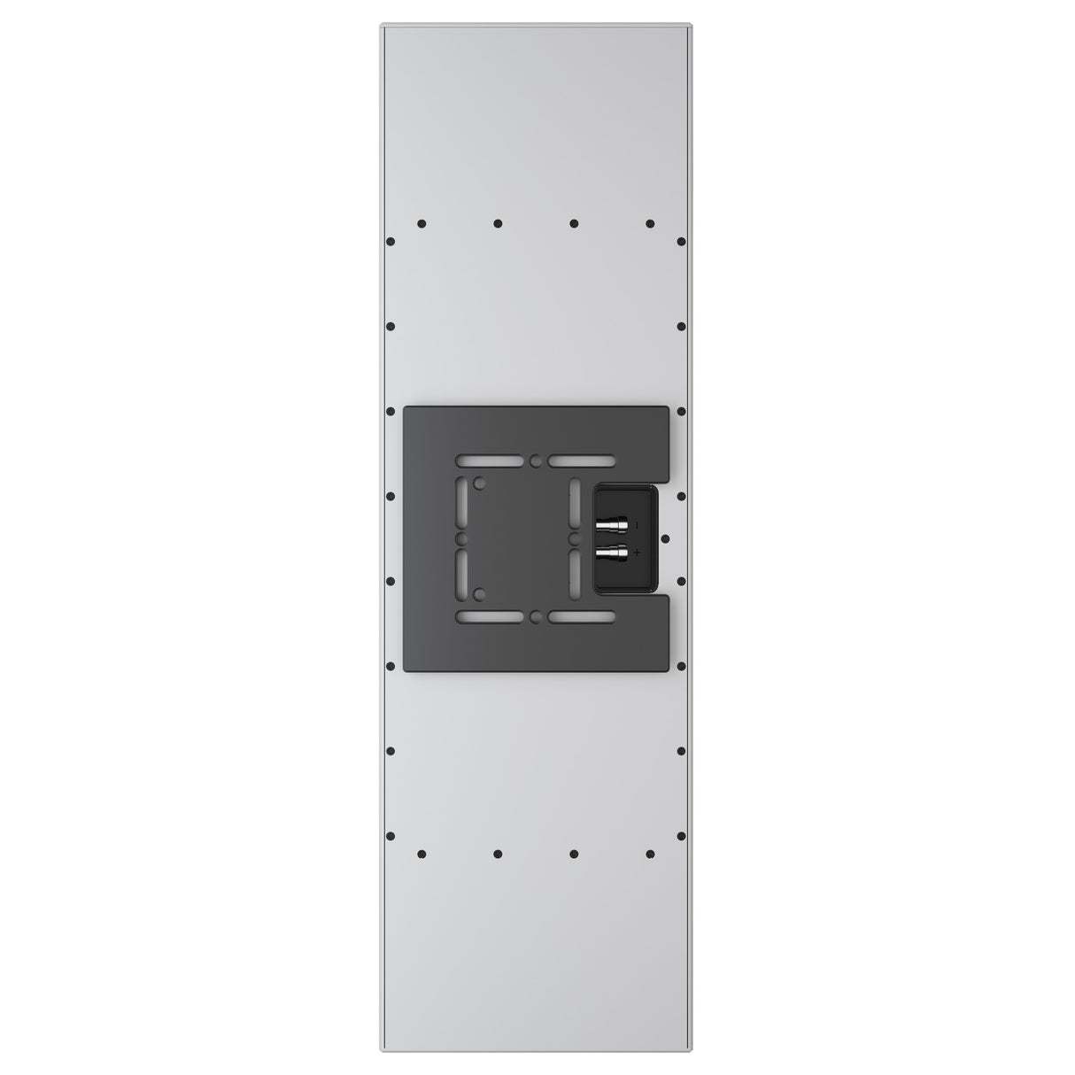 Perlisten X5w On-Wall Speaker, Satin White, rear connection panel with wall-mount bracket in vertical orientation