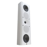 Perlisten X5w On-Wall Speaker, Satin White, three-quarter view facing right in vertical orientation