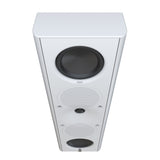 Perlisten X5w On-Wall Speaker, Satin White, three-quarter view from above in vertical orientation