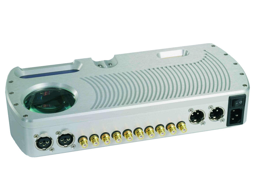 Chord Electronics Prima preamplifier rear panel with XLR and RCA connections