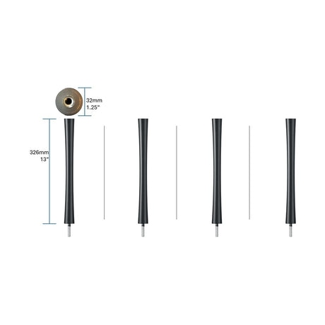Quadraspire SV Columns 32mm, Black, set of four shown at an angle