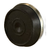 Quadraspire SV Flat Feet for SV Style Columns, chrome with black rubber pad, rubber contact face close-up