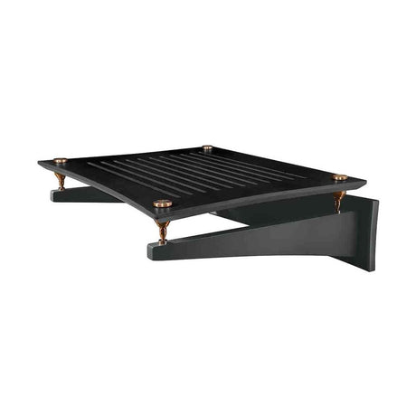 Quadraspire SVT Wall Bracket, Black Bamboo, three-quarter view with shelf and spikes not included