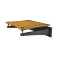 Quadraspire SVT Wall Shelf, Natural Bamboo, three-quarter view of shelf on wall arms