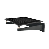 Quadraspire SVT Wall Shelf, Black Bamboo, three-quarter view of shelf on wall arms