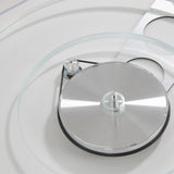 Rega Planar 6 Dual Layer Glass Platter, Clear, glass layers and aluminum sub-platter close-up
