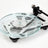 Rega Planar 8 Triple Layer Glass Platter, Clear, fitted to a white Planar 8, three-quarter view