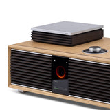 Ruark Audio R-CD100 CD Player, Ebonised (Anniversary Edition), on top of the R410 Anniversary Edition, lifestyle