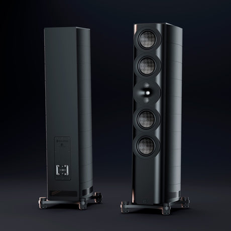 Perlisten S7t Black Edition pair front and rear view