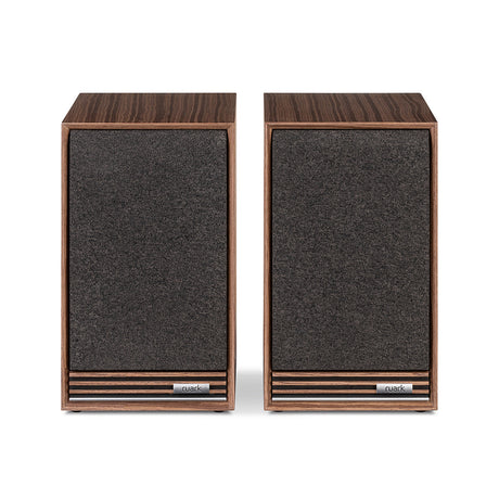 Ruark Audio Sabre-R Bookshelf Speakers Fused Walnut three-quarter view