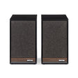 Ruark Audio Sabre-R Bookshelf Speakers in Satin Charcoal, front view with grilles on