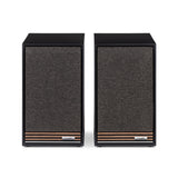 Ruark Audio Sabre-R Bookshelf Speakers in Satin Charcoal, front view with grilles on