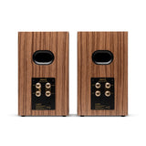 Ruark Audio Sabre-R Bookshelf Speakers rear view showing bass port and bi-wire binding posts