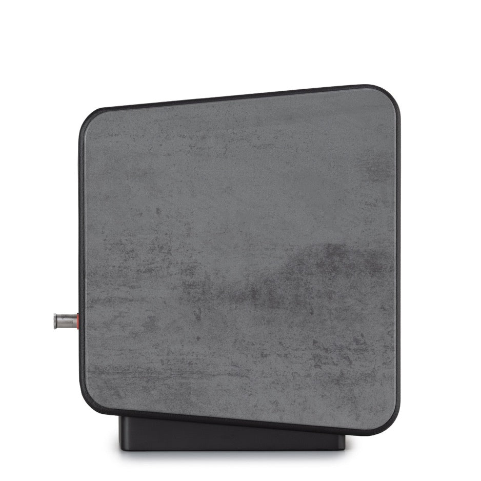 Opera Mezza V2 Bookshelf Speaker Concrete Gray side view showing port