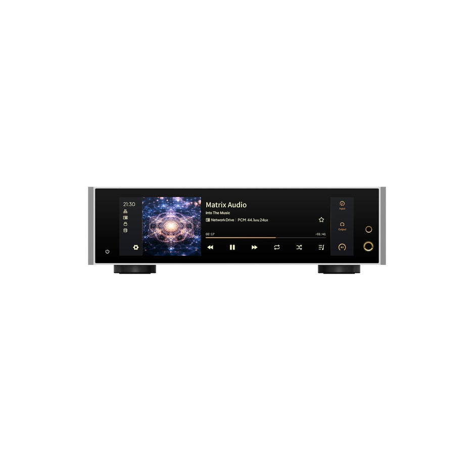 Matrix Audio TS-1 Music Streamer straight-on front view with display