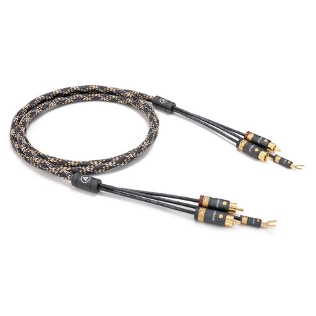 VIABLUE EPC-2 Phono Cable with T8 RCA terminations in Cobra braided sleeve, full cable view