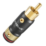 VIABLUE T8 RCA connectors with red and white channel markers, gold-plated