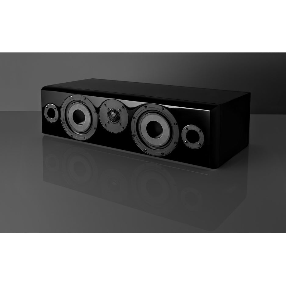 Vienna Acoustics Maestro Grand Reference three-quarter view in Piano Black showing X4P Composite Cone drivers
