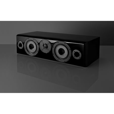 Vienna Acoustics Maestro Grand Reference three-quarter view in Piano Black showing X4P Composite Cone drivers
